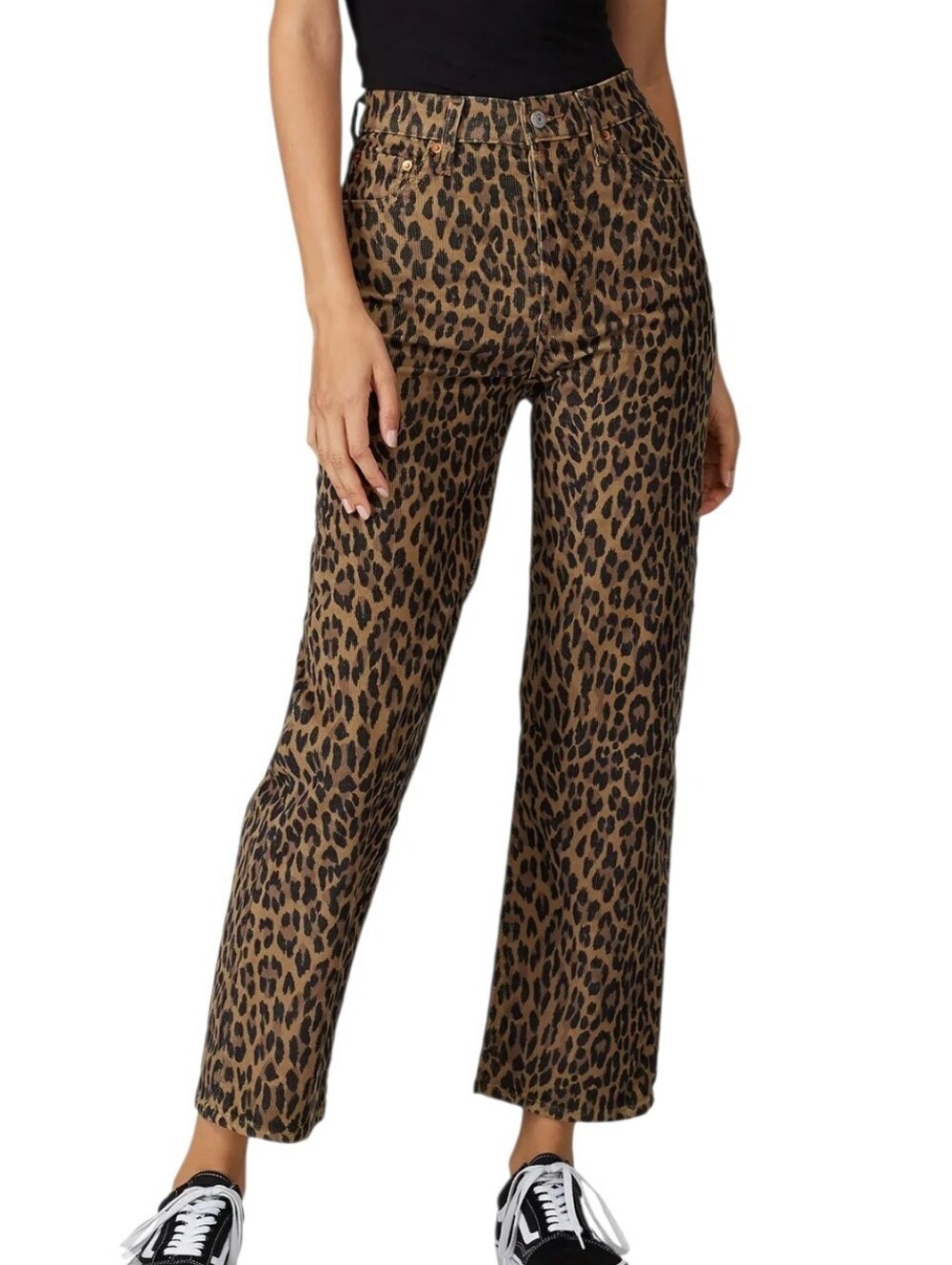 Levi's Ribcage Straight Ankle Corduroy Jeans Leopard Print